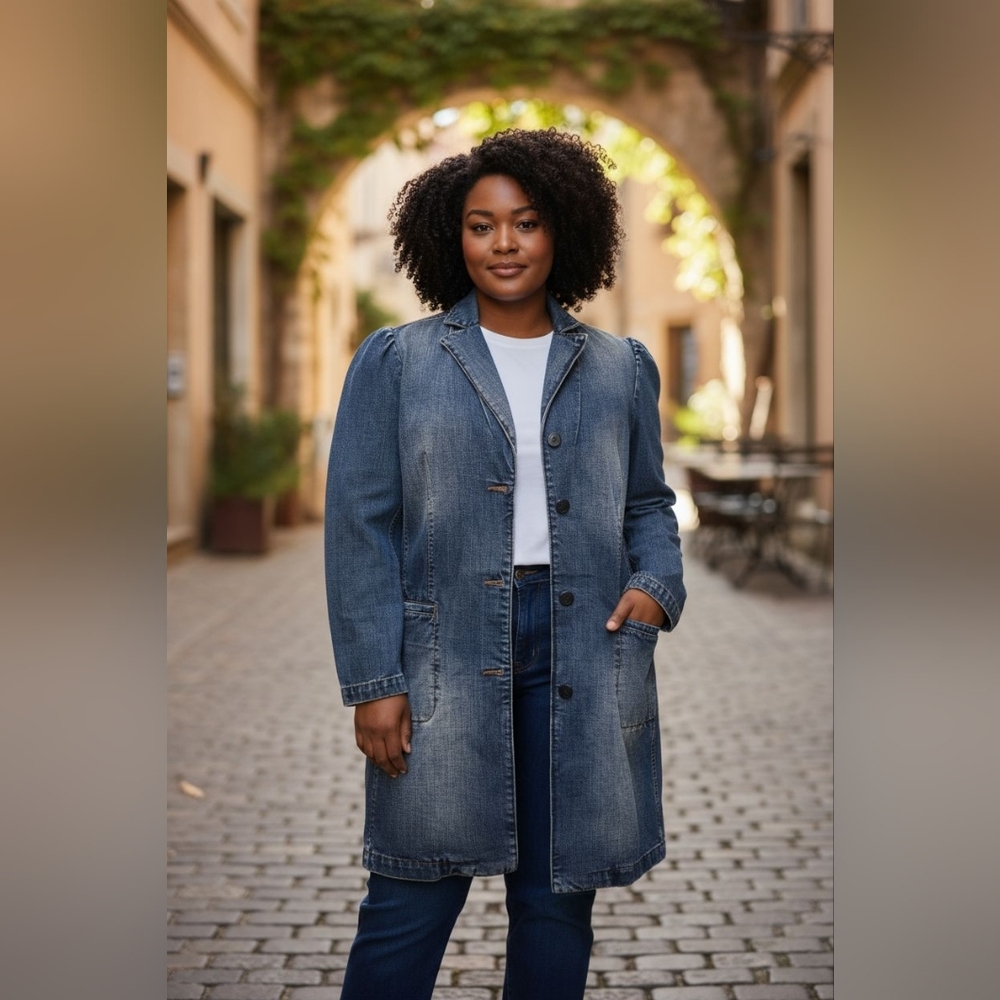 Express Denim Blue Denim Coat Lapel Collar size 5/6